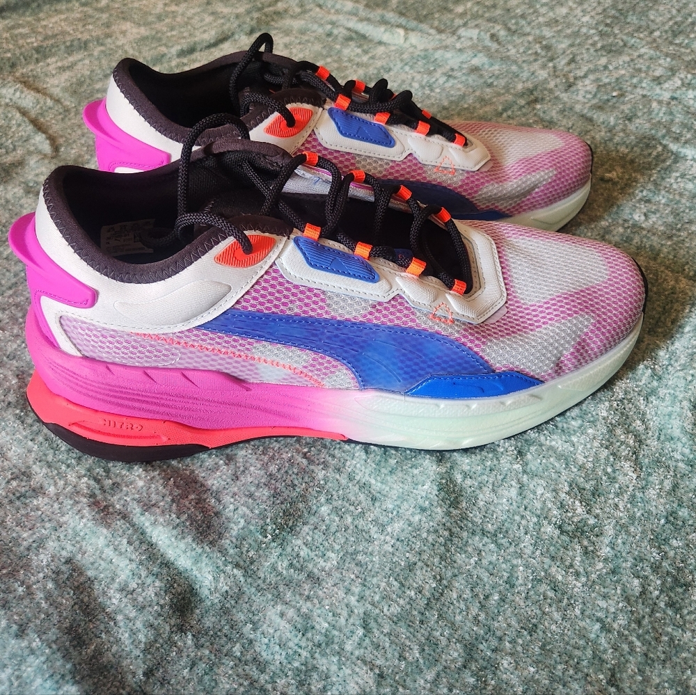 Puma Extent Nitro Ultraviolet Blue-Fiery Coral Running Shoes 387500 01 Sz 10.5